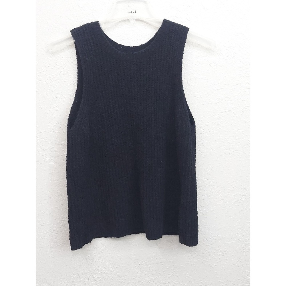 Eileen Fisher Sweater Tank Top XL Black Sleeveless Knit Cotton Cashmere Shell‎